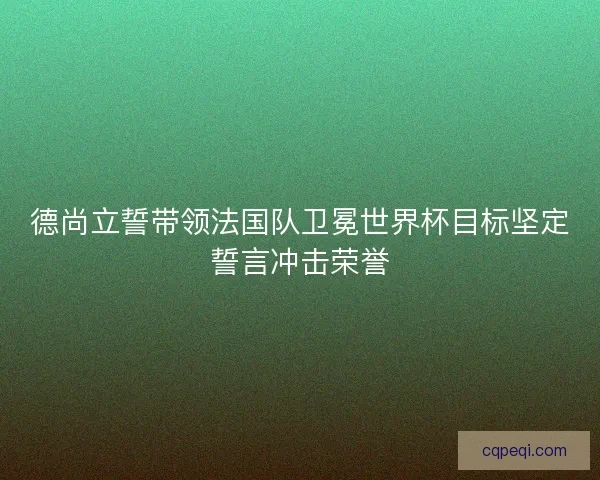 德尚立誓带领法国队卫冕世界杯目标坚定誓言冲击荣誉